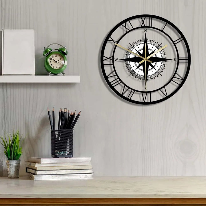 Elegant Nautical Compass Wall Clock for Maritime Decor - Lexians