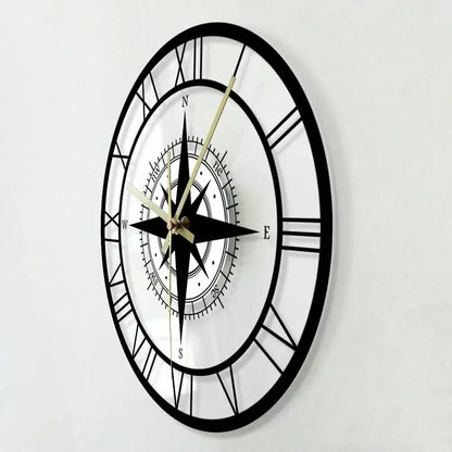 Elegant Nautical Compass Wall Clock for Maritime Decor - Lexians