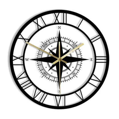 Elegant Nautical Compass Wall Clock for Maritime Decor - Lexians