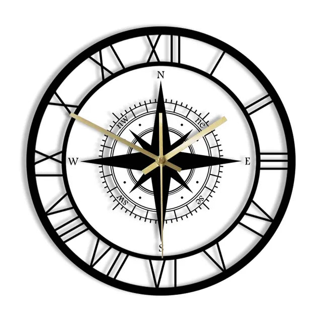Elegant Nautical Compass Wall Clock for Maritime Decor - Lexians