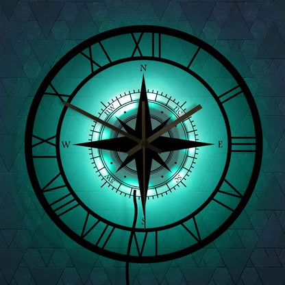 Elegant Nautical Compass Wall Clock for Maritime Decor - Lexians