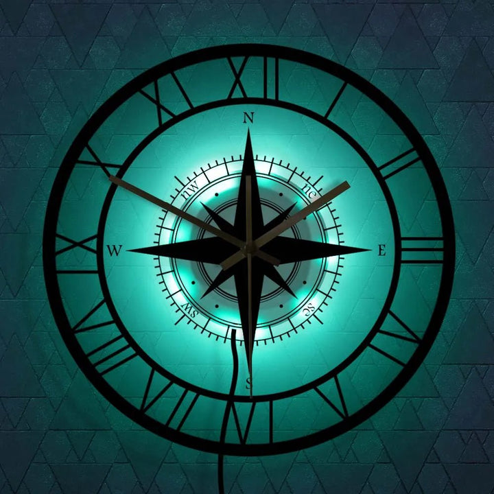 Elegant Nautical Compass Wall Clock for Maritime Decor - Lexians