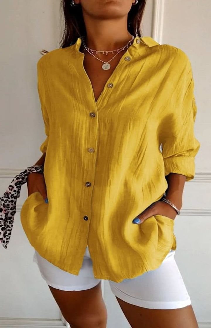 Comfortable and chic women's elegant blouse, a versatile long sleeve top for casual or business casual wear.