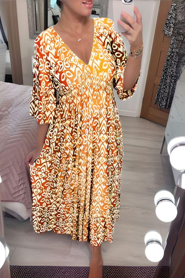 Versatile flowy wrap maxi dress for women, ideal for comfortable summer days, casual wear, or elegant events.