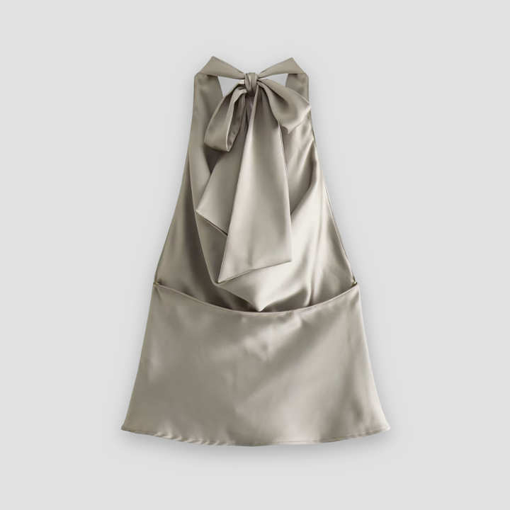 Stylish women's halter neck tank, with an elegant draped front, perfect for a dressy summer fashion look.