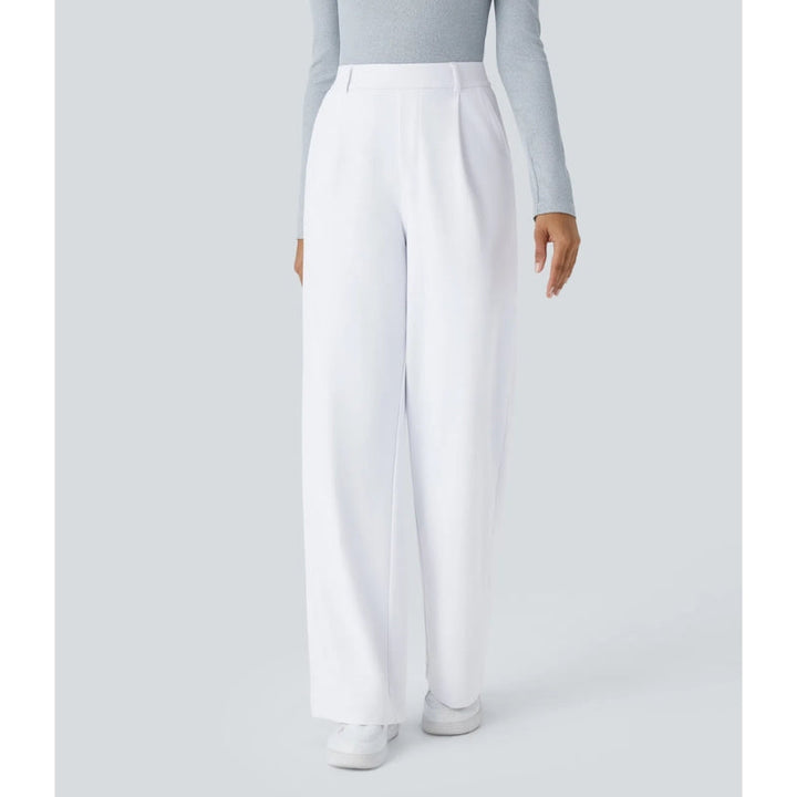 Women's professional wide leg dress pants, high waisted and tailored for a polished silhouette.