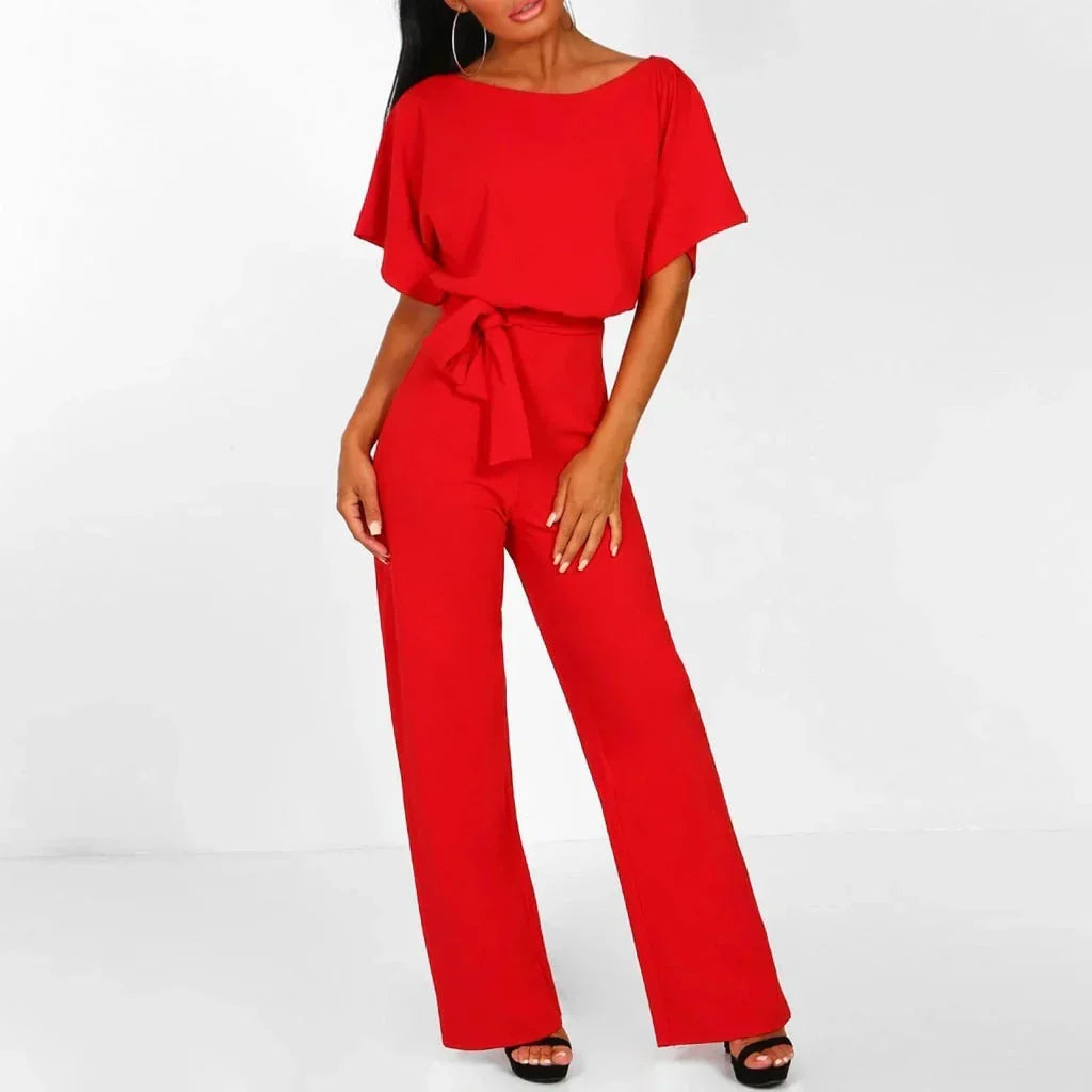 Versatile elegant jumpsuit for women, showcasing a slim waist and comfortable, flattering silhouette.
