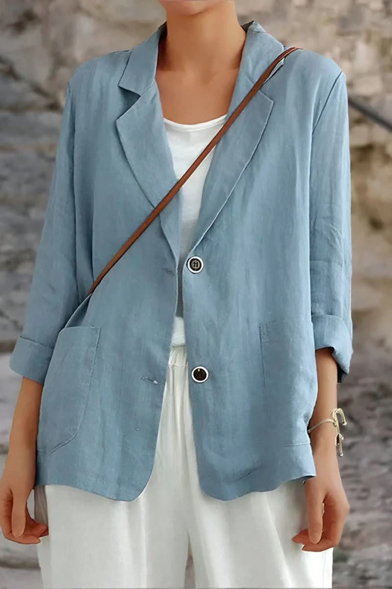 Modern Women's Luxe Open Back Blazer, a versatile tailored jacket for professional wear and elegant business attire.