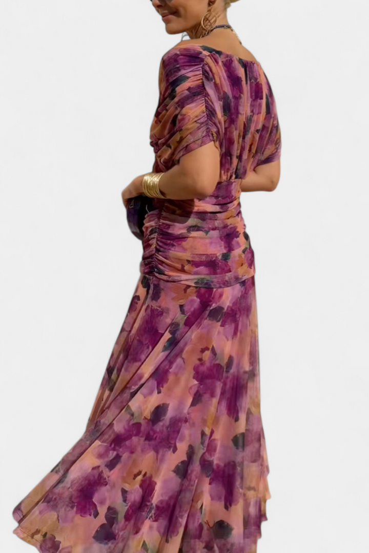 Women's formal off-shoulder maxi dress, a perfect party dress or wedding guest attire for elegant events.