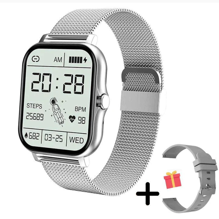 Women's digital watch with crisp, customizable display for health stats & smart notifications, an elegant gadget.