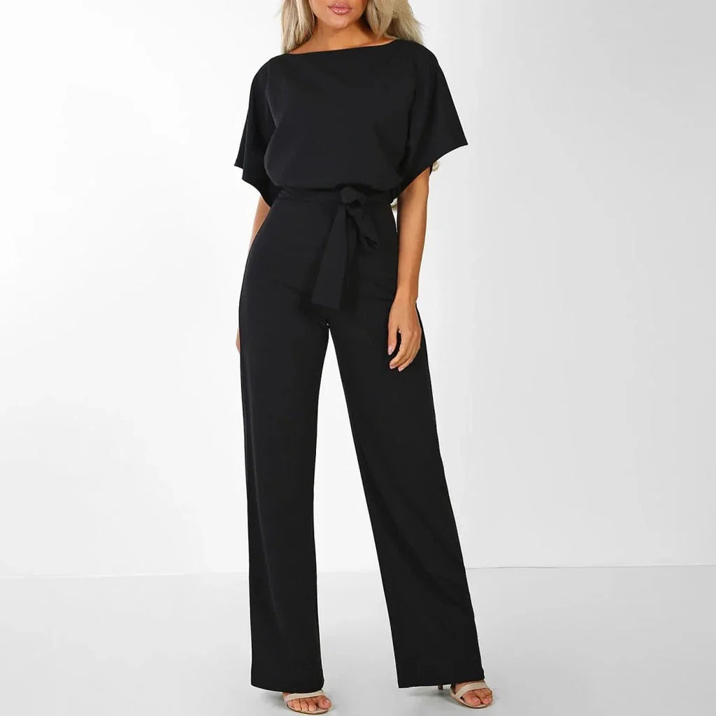 Chic women's solid color one-piece jumpsuit, comfortable and stylish for everyday fashion.