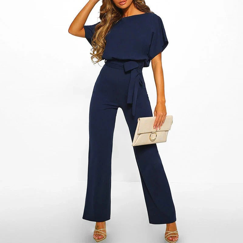 Sophisticated women's solid color jumpsuit, perfect for an elegant party or dinner date.