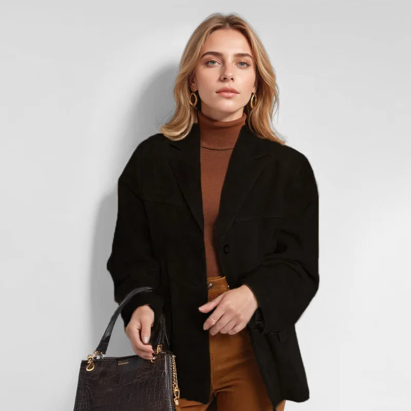 Casual chic women's suede jacket, featuring a tailored fit for an elegant and comfortable style.