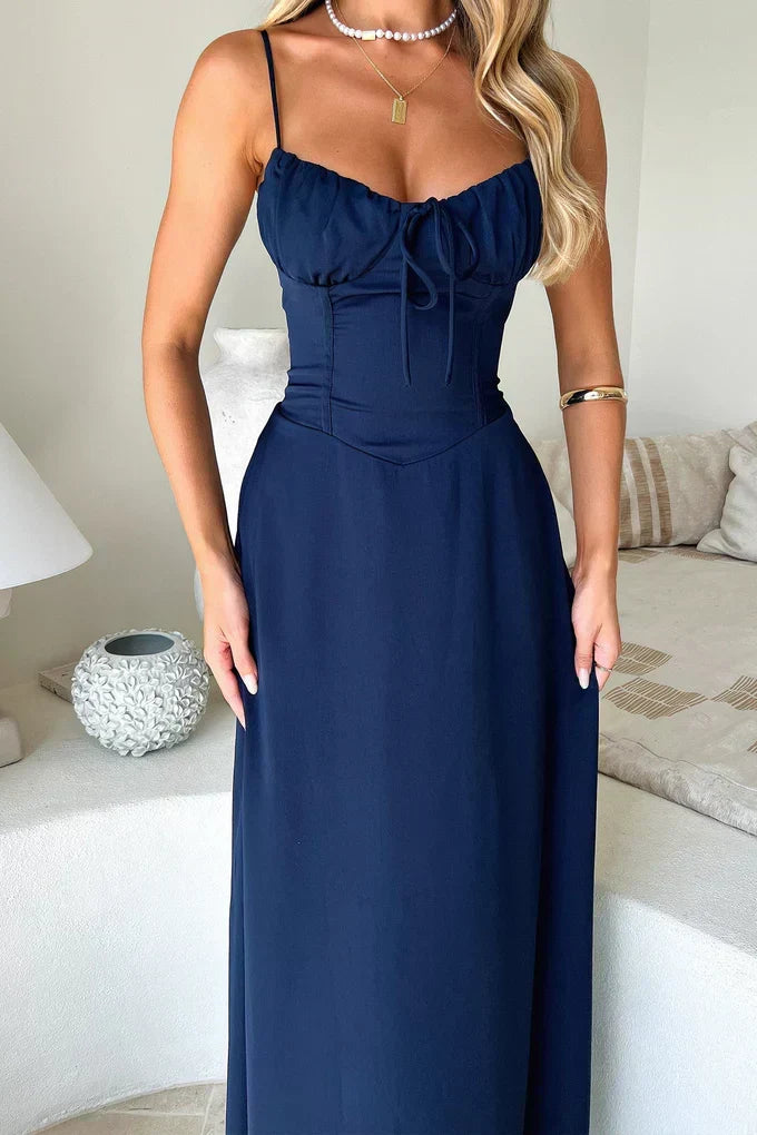 Beautiful flowy wrap maxi dress for women, an elegant choice for summer evenings & guests.