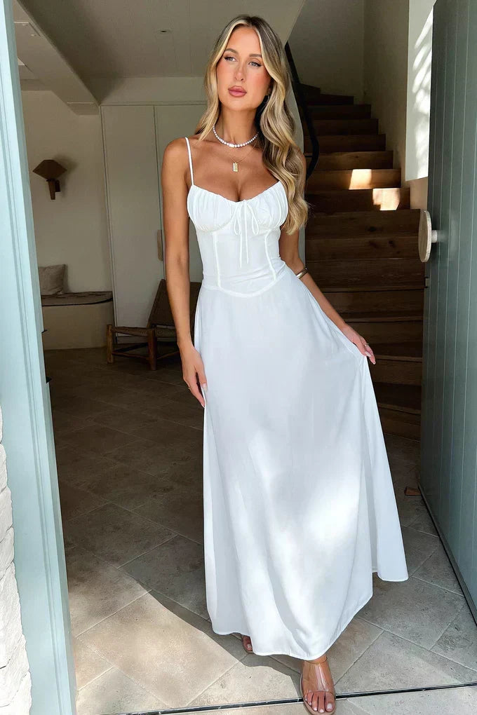 Women's elegant wrap maxi dress, vibrant color for formal summer events & wedding guests.