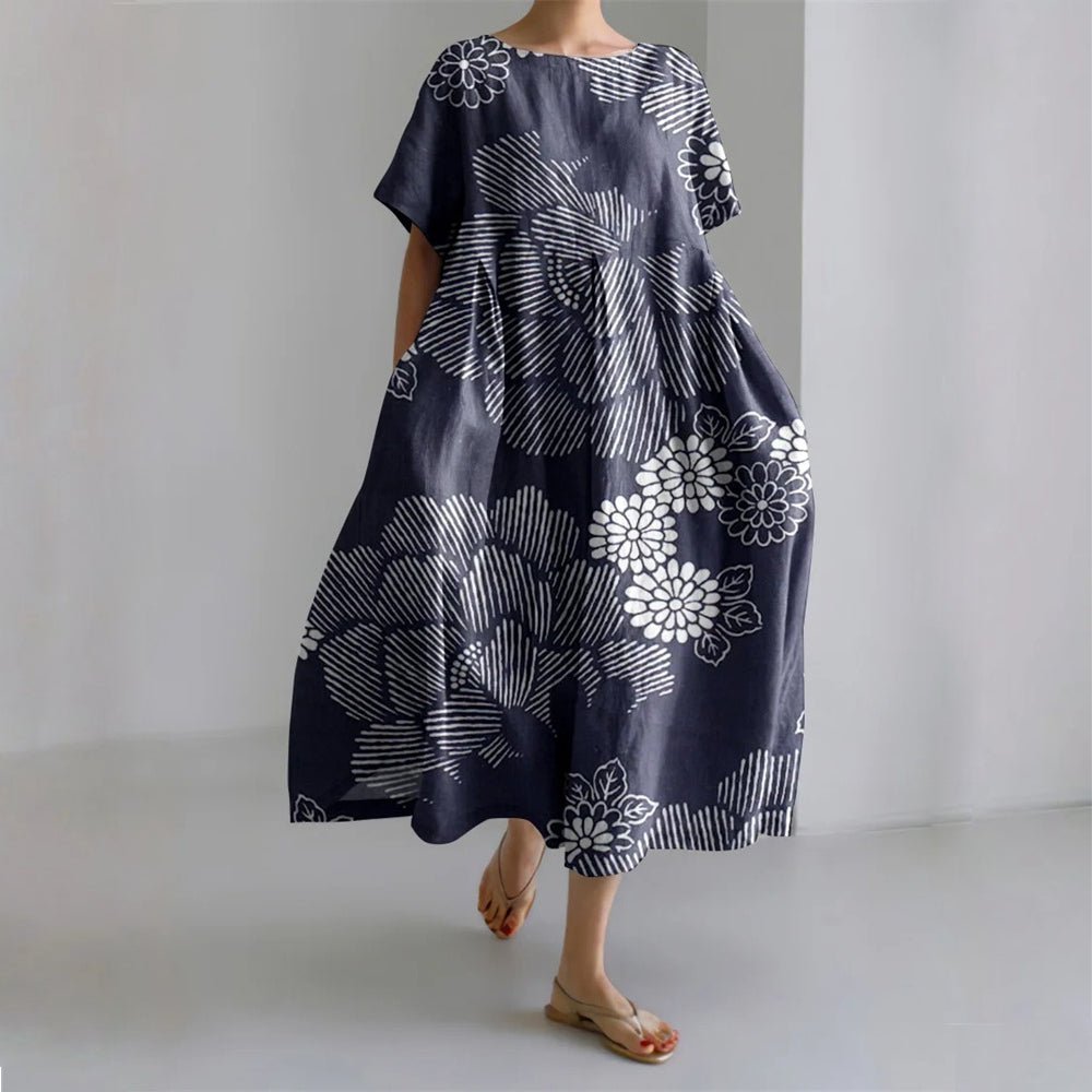 Elegant Women's Floral Maxi Dress with Flowing Fit - Lexians