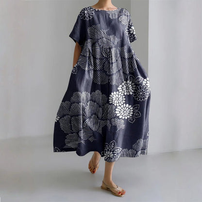 Elegant Women's Floral Maxi Dress with Flowing Fit - Lexians