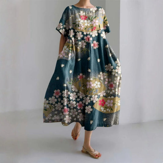 Elegant Women's Floral Maxi Dress with Flowing Fit - Lexians