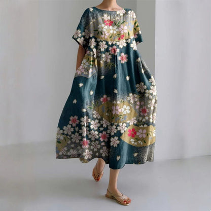 Elegant Women's Floral Maxi Dress with Flowing Fit - Lexians