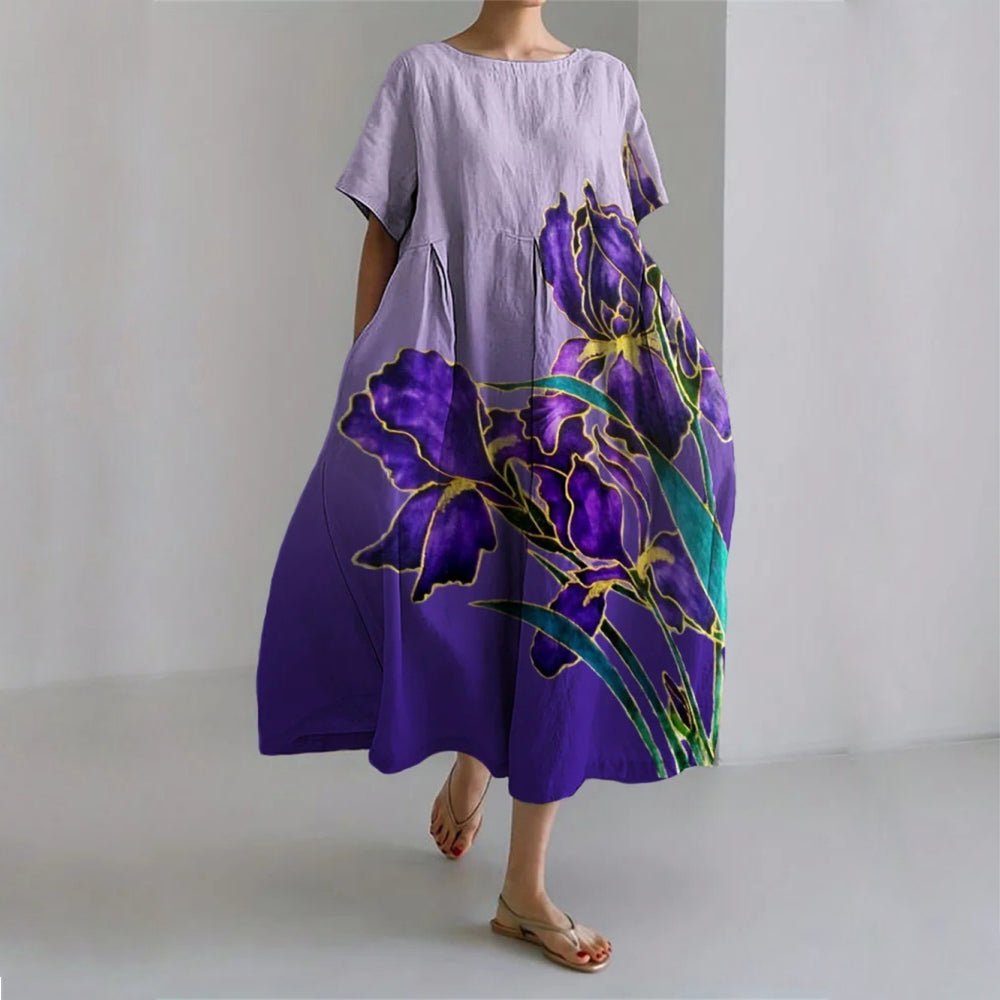 Elegant Women's Floral Maxi Dress with Flowing Fit - Lexians