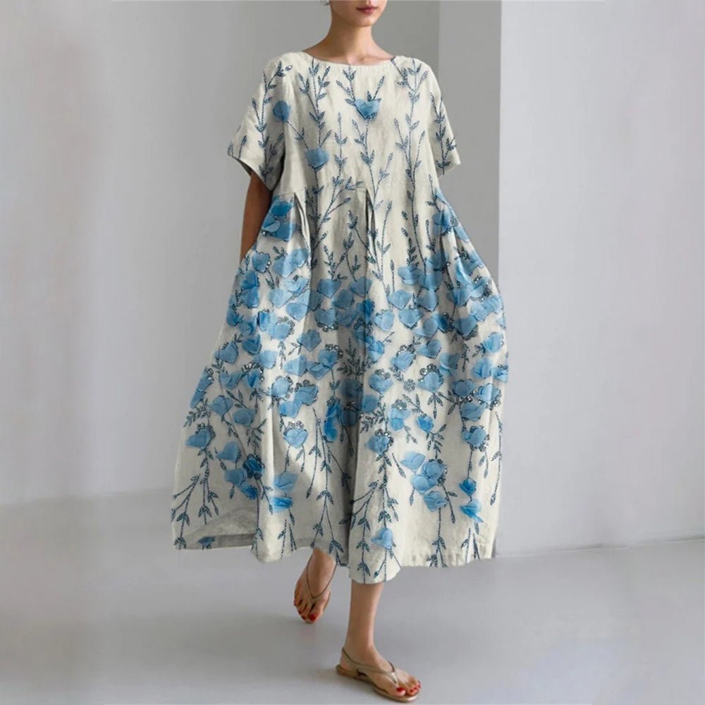 Elegant Women's Floral Maxi Dress with Flowing Fit - Lexians