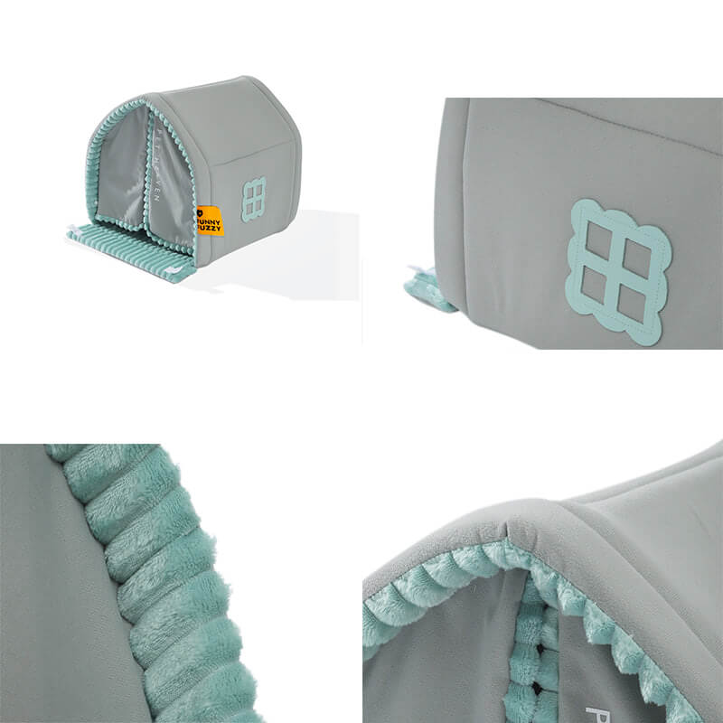 Enclosed Double Curtain Dog Bed with Removable Cushion - Lexians