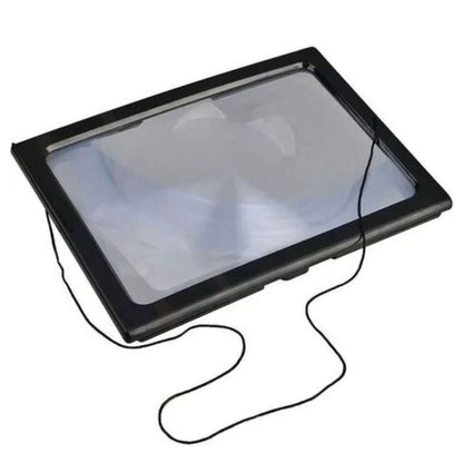 Ergonomic LED magnifier with luminous lens for elderly reading comfort, highlighting ergonomic design and compact portability