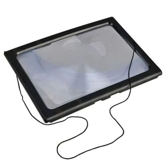 Ergonomic LED magnifier with luminous lens for elderly reading comfort, highlighting ergonomic design and compact portability