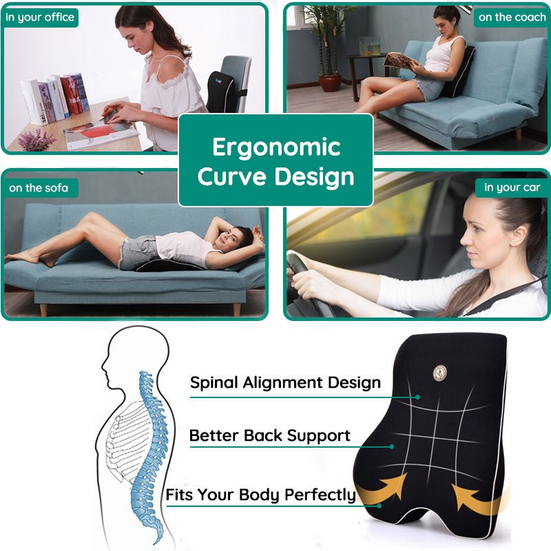 Ergonomic Lumbar Support Cushion Pillow for Back Comfort - Lexians