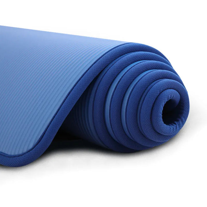 Thick yoga mat provides joint protection & comfort for floor exercises; non-slip surface for secure workouts.