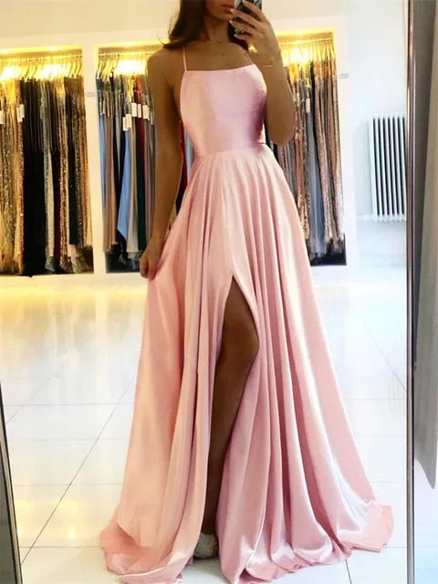 Comfortable long flowing maxi dress for women, featuring a stylish side slit, ideal for versatile summer fashion.