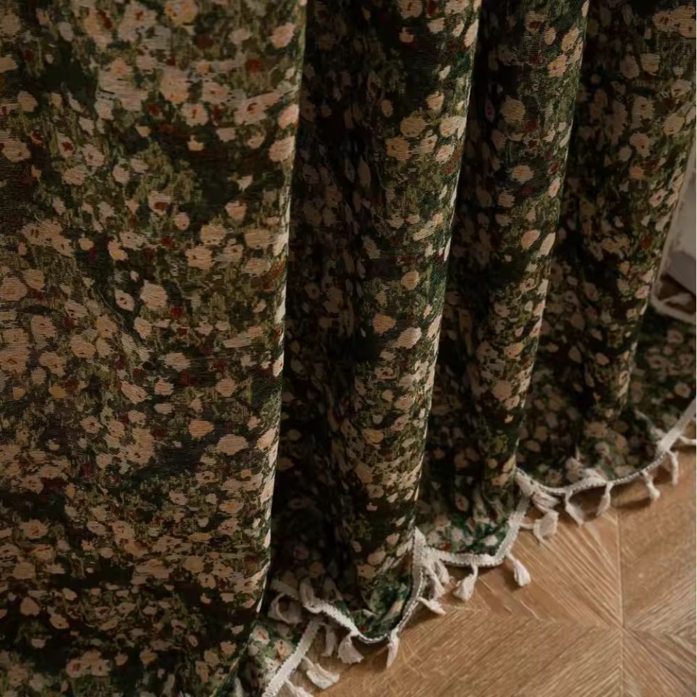 French Vintage Floral Tapestry Curtain with Microfiber Blend - Lexians