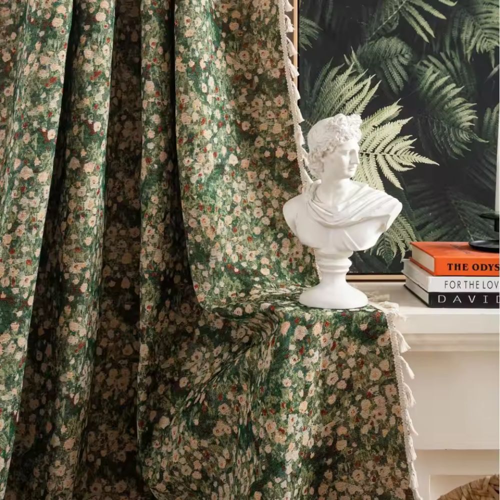 French Vintage Floral Tapestry Curtain with Microfiber Blend - Lexians