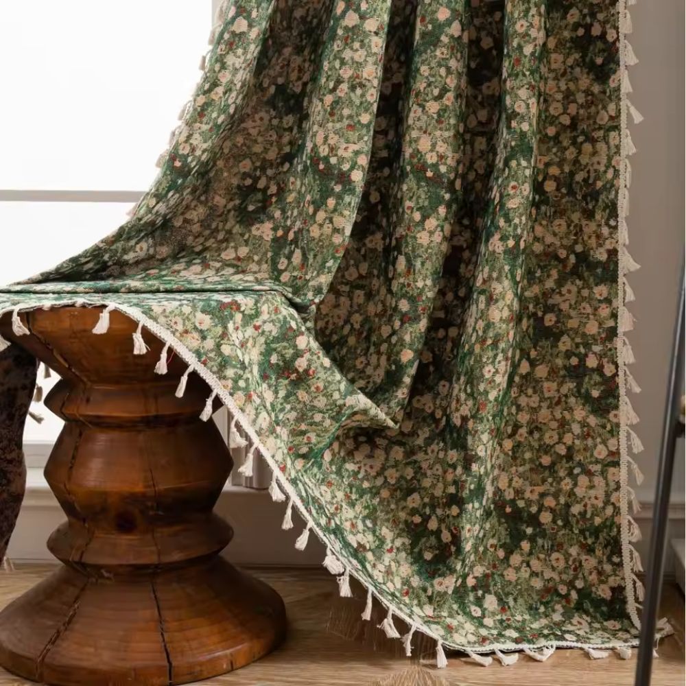 French Vintage Floral Tapestry Curtain with Microfiber Blend - Lexians