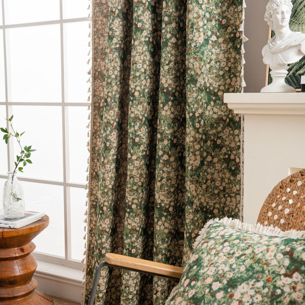 French Vintage Floral Tapestry Curtain with Microfiber Blend - Lexians