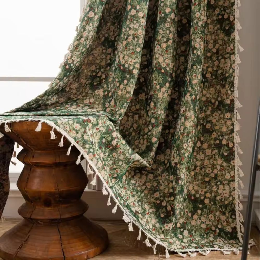 French Vintage Floral Tapestry Curtain with Microfiber Blend - Lexians