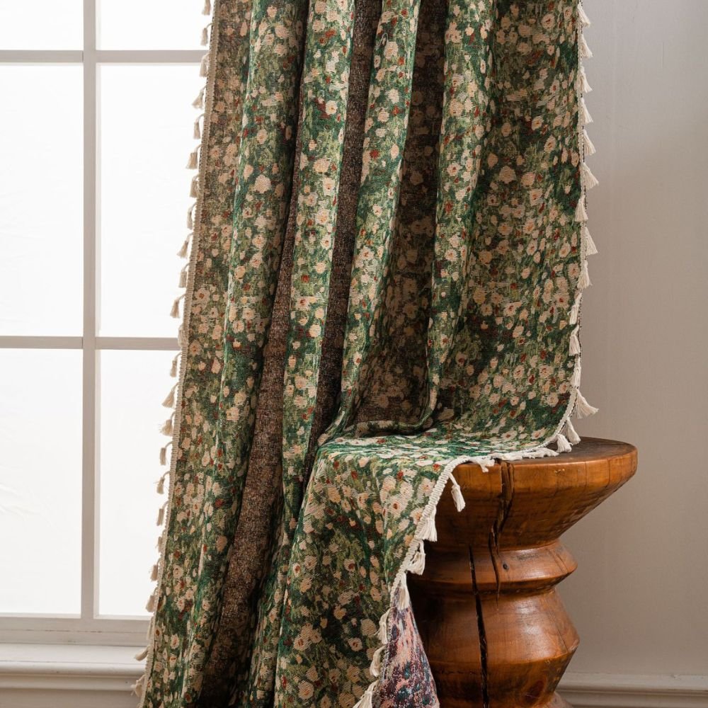 French Vintage Floral Tapestry Curtain with Microfiber Blend - Lexians
