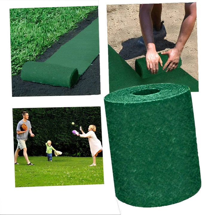 "Green grass seed mat with embedded seeds and fertilizer, rolled out on soil for lush lawn transformation, eco-friendly"