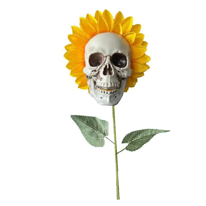 Halloween Skull Sunflower Decor - Outdoor Gothic Stakes - Lexians