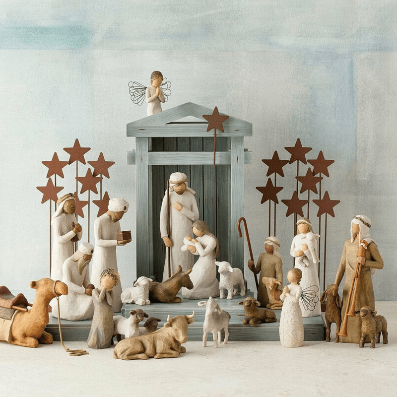 Handcrafted Nativity Set - 20 Piece Christmas Collection - Lexians