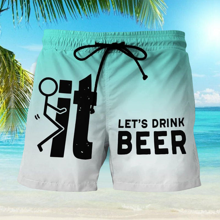 Stylish men's Hawaii print swim shorts with comfortable elastic waistband for beach fashion.