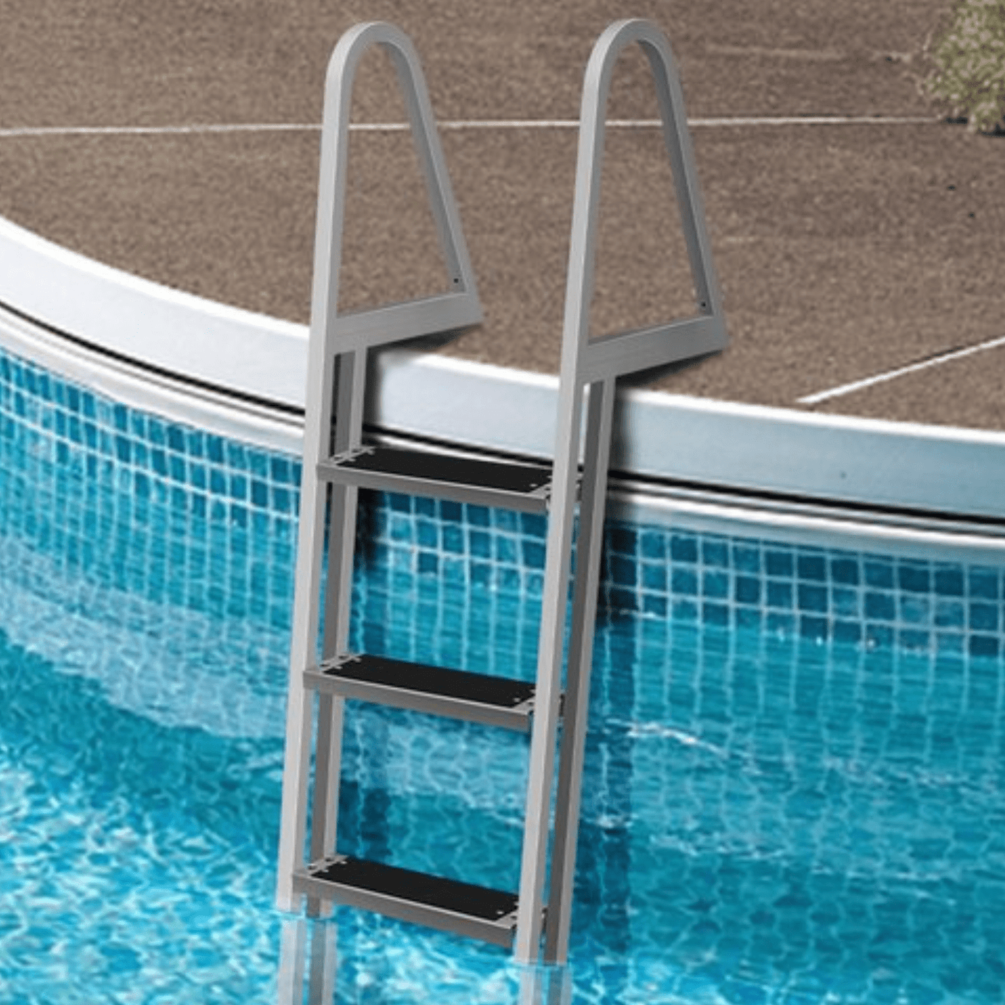 Heavy Duty Aluminum In Ground Pool Deck Ladder with 3 Steps - Lexians