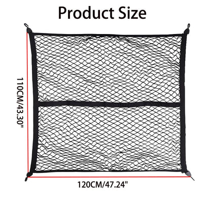 Heavy-duty cargo net for truck and SUV organization, durable mesh with reinforced edges, ideal for secure transport.
