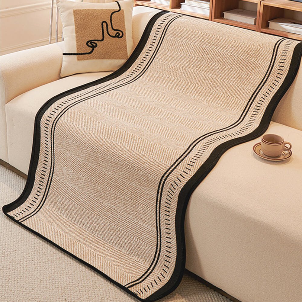 Herringbone Chenille Couch Cover with Non - Slip Wavy Edges - Lexians