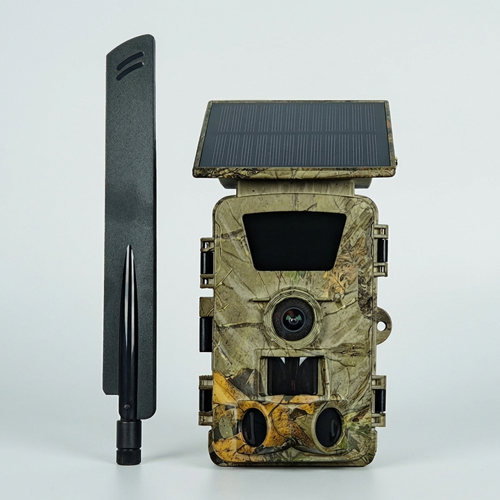 Outdoor 4G LTE cellular trail camera for remote wildlife monitoring & hunting. Features night vision for clear shots.