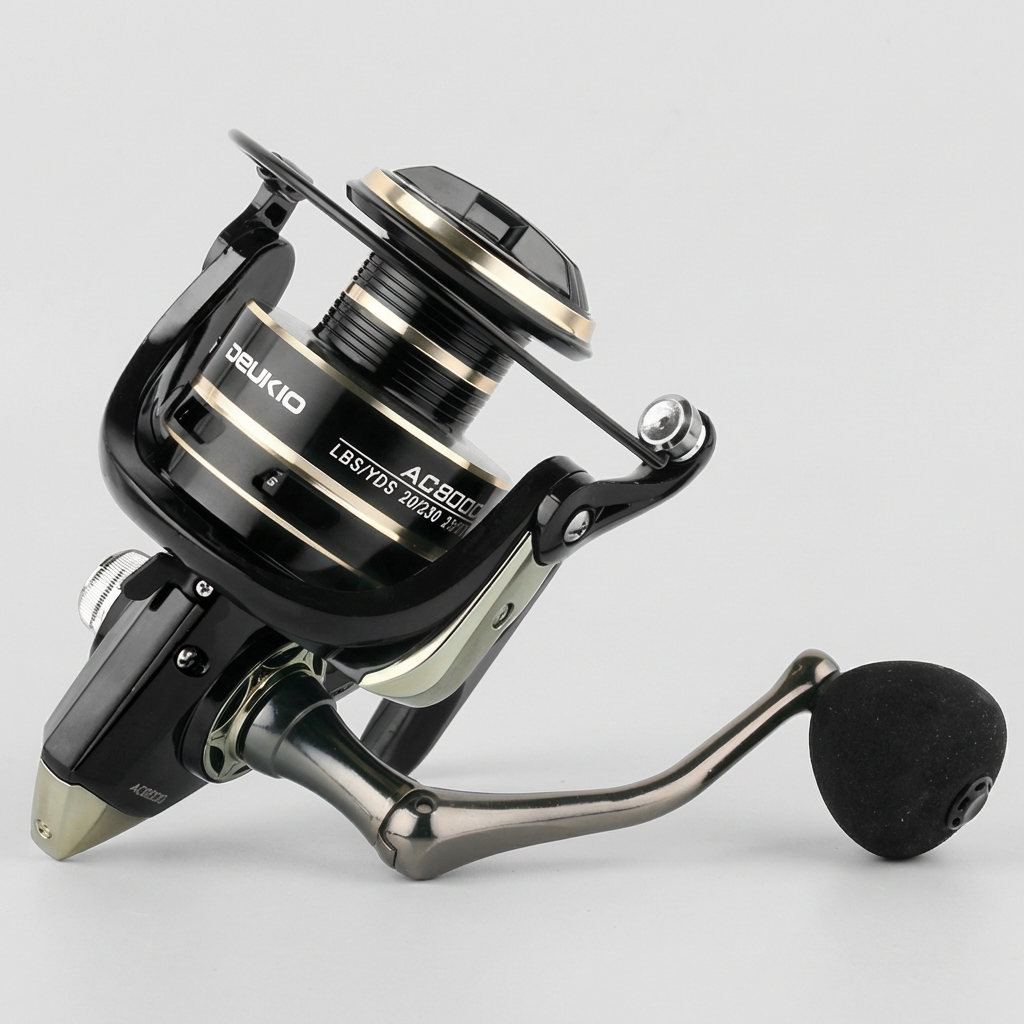Durable metal spinning fishing reel for saltwater & freshwater angling. Smooth casting & jigging fishing gear.