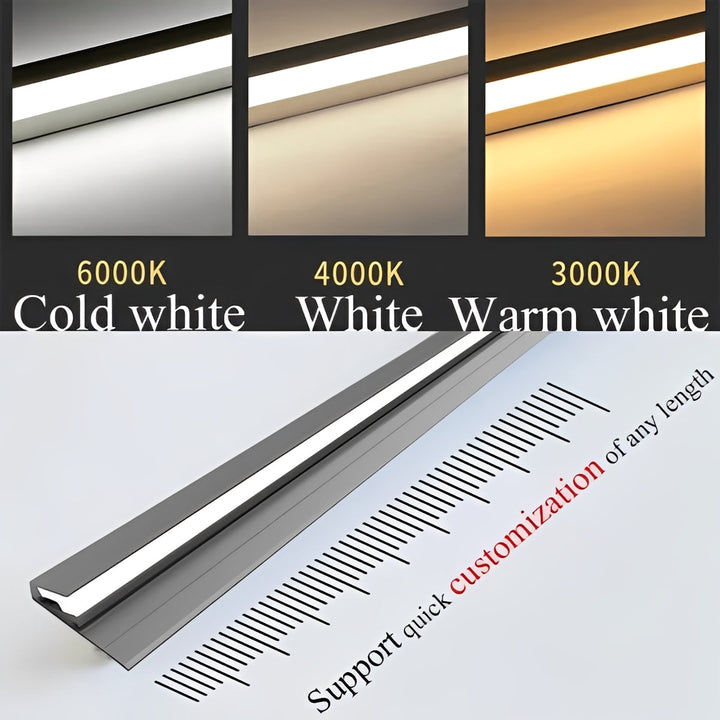 Easy-install 45-degree LED under cabinet light kit, rigid strip for kitchen and workspace.