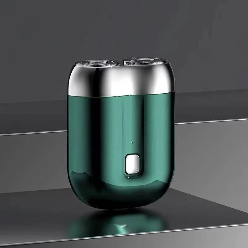 Modern men's electric shaver with magnetic charging. Rechargeable, dual blade system for an efficient shave.