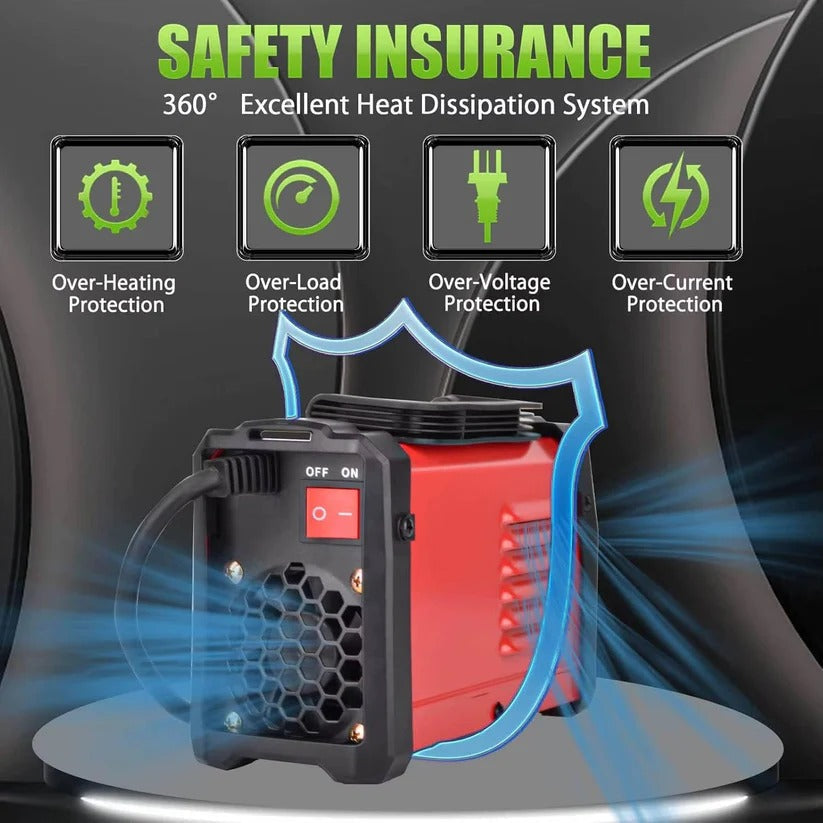 Portable dual voltage arc stick welder for DIY repair, fabrication, and metalwork.