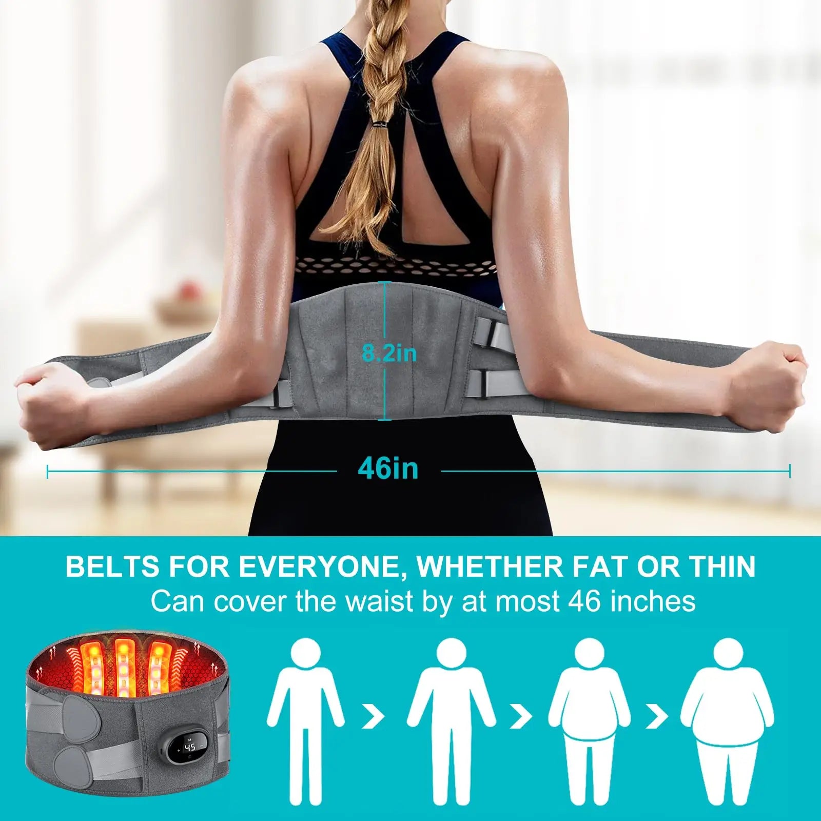 "Infrared heating pad and massager, ergonomic design, red light therapy, targeted pain relief for back and shoulders, wellnes